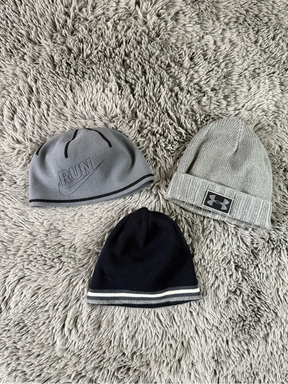 3 Beanie Hat Bundle Nike Therma-FIT Under Armour Reversible BKE Winter